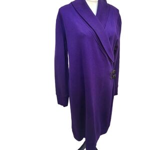 Lauren Ralph Lauren. Purple Jersey Knit dress w/ black buckle embellishment. Med